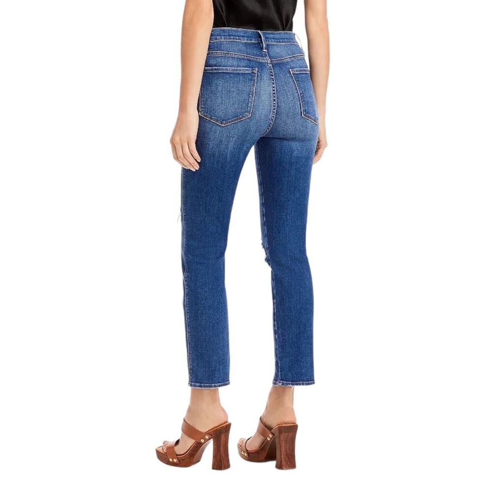 NWT FRAME Jeans Le Sylvie High Rise Slender Straight 31 Distressed Swoon Wash - Picture 2 of 13